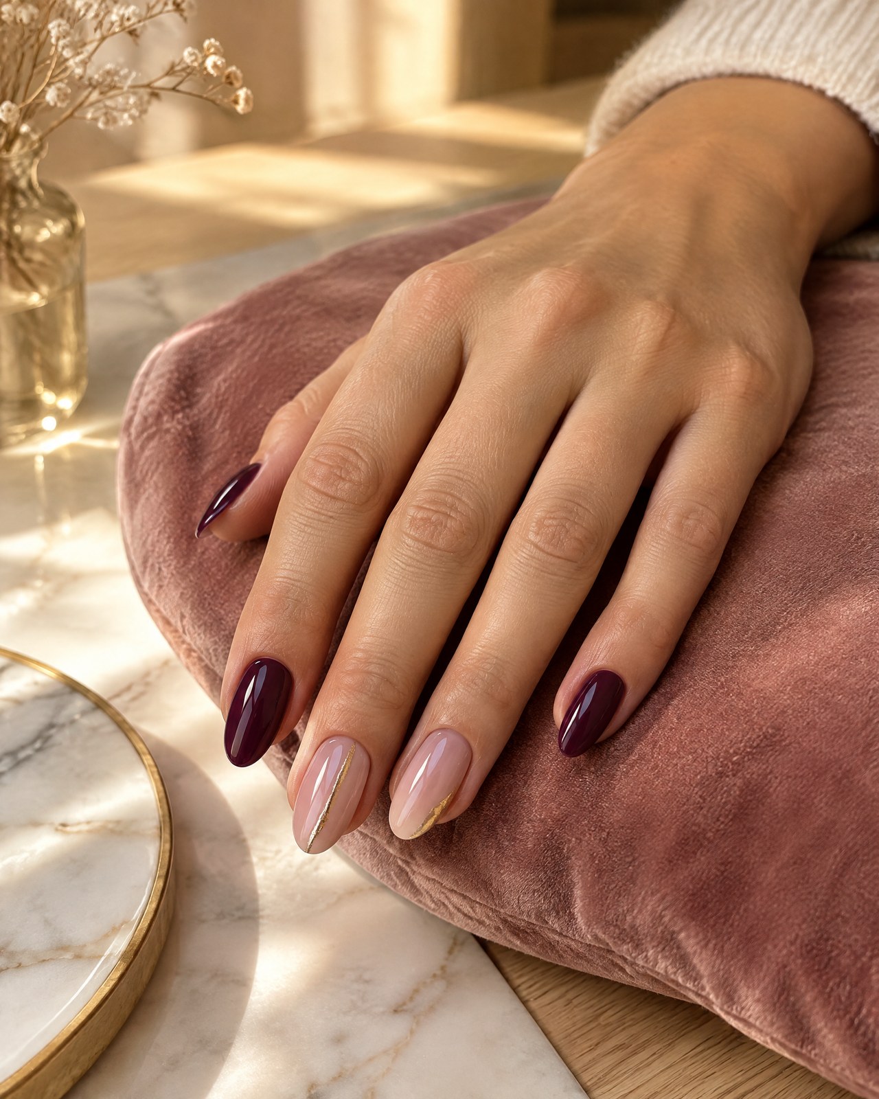 Alongamento em gel com nail art